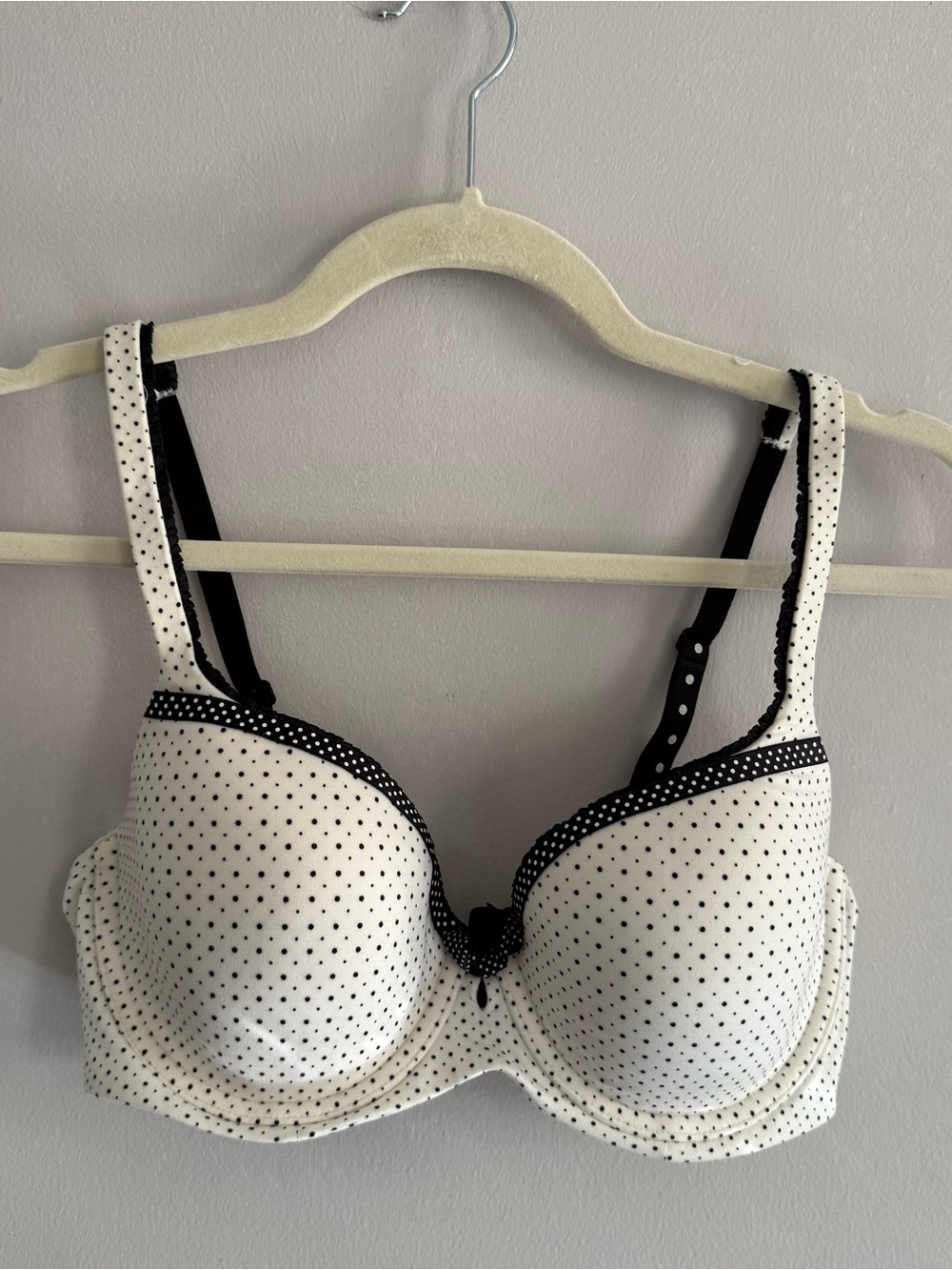 Victoria's Secret White Black Polka Dot Demi Push Up Bra 34D